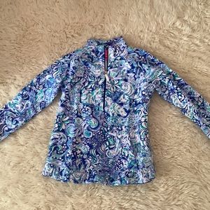 Lily Pulitzer Blue Patterned Half Zip Down